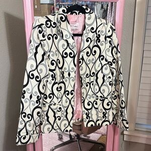 3 Sisters Black and Cream Patterned Blazer
